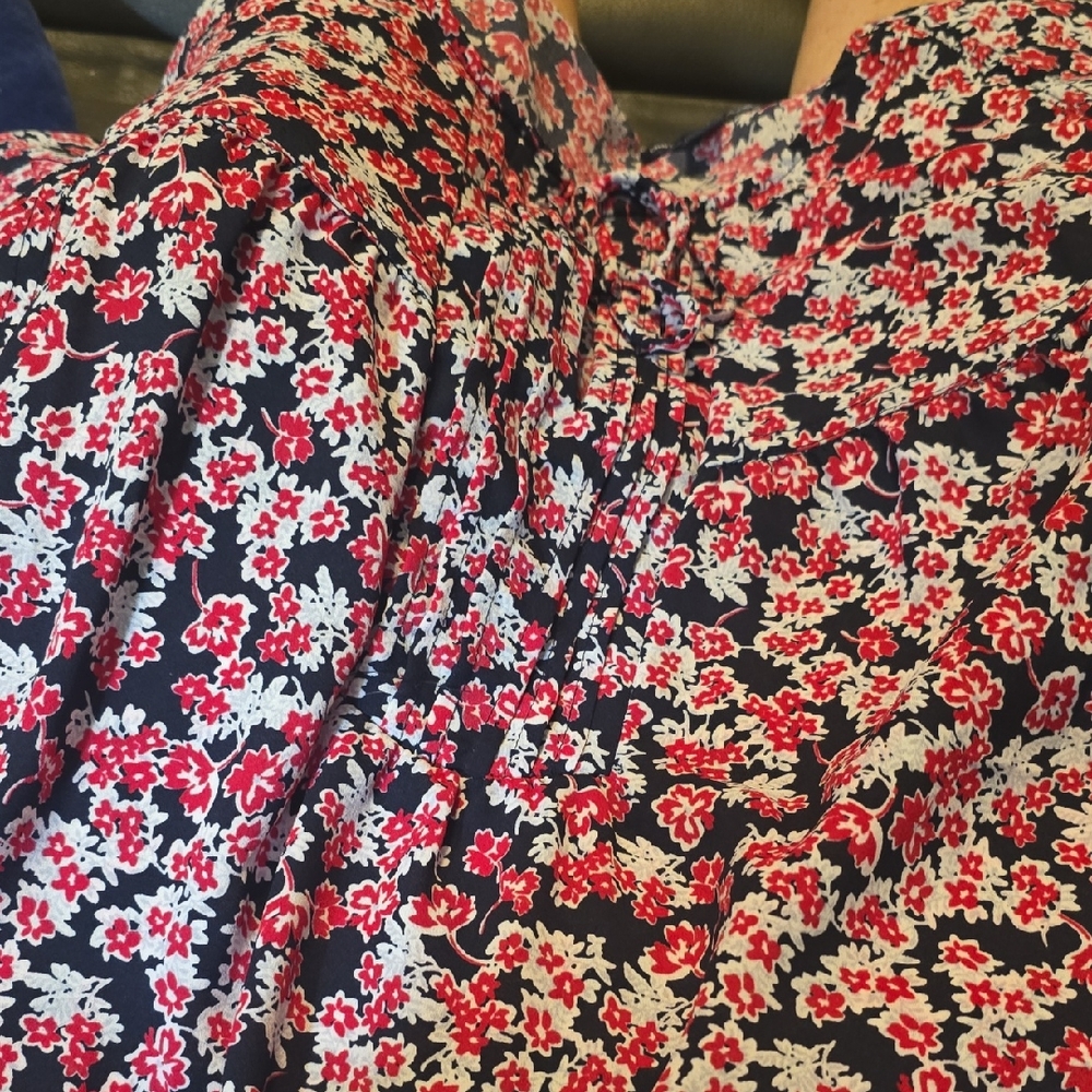 GAP Floral Blouse in Red and Black